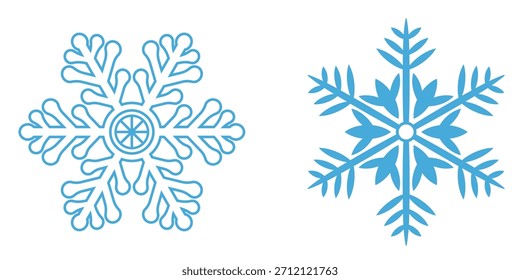 Minimal Blue Snowflake Icon – Winter, Cold, and Frozen Weather Symbol illustration Design