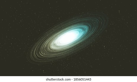 Minimal Blue Spiral Black Hole on Galaxy Background.planet and physics concept design,vector illustration.