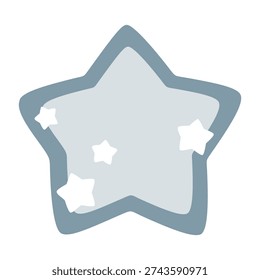 Minimal blue star clipart, Celestial design, Night sky object, Hand drawn vector illustration.