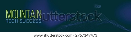 Minimal blue vector art featuring tech success mountain achievement