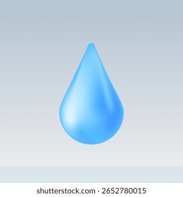Ícone mínimo de gota de água azul — design simples vetor plano sobre fundo branco