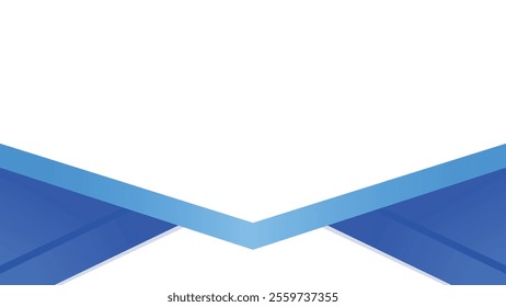 Minimal blue white abstract geometric banner background vector, blue geometric border on white background, copy space