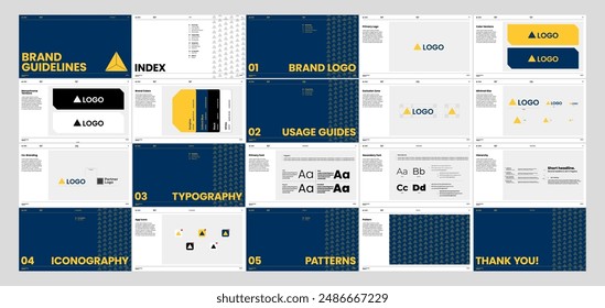 Minimal Blue and Yellow Brand Identity Guide Template