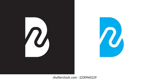 Minimal BN logo. Icon of a NB letter on a luxury background. Logo idea based on the BN monogram initials. Professional variety letter symbol and NB logo on black and blue background.