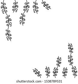 Minimal boarder frame with copy space for your text. There're some small branches isolated on white background.