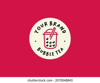 Minimal boba logo in circle badge