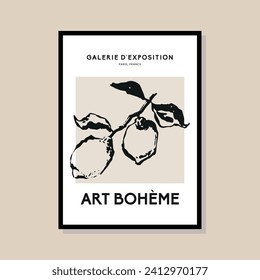 Minimal bohemian art illustration poster design for wall art gallery
