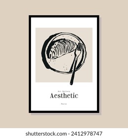 Minimal bohemian art illustration poster design for wall art gallery