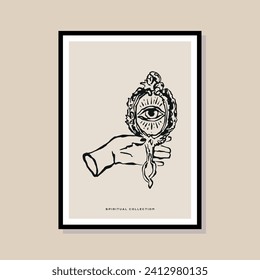 Minimal bohemian art illustration poster design for wall art gallery