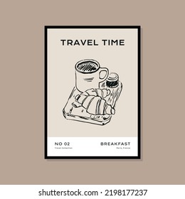 Minimal bohemian travel illustration poster design for wall art gallery 