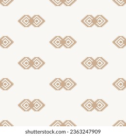 Minimal Boho Southwestern Seamless Pattern Navajo Print. Native American Wallpaper. Scandinavian Background. Ethnic Aztec Ornament for Textile, Surface Design, Wrapping Papers. Vector Illustration