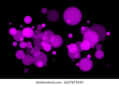 Minimal bokeh lights on black background with glowing circles and soft blur. Clean and elegant vector overlay for digital, abstract, or modern visual design.