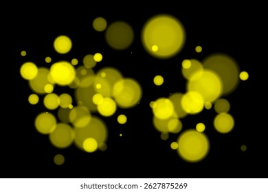 Minimal bokeh lights on black background with glowing circles and soft blur. Clean and elegant vector overlay for digital, abstract, or modern visual design.