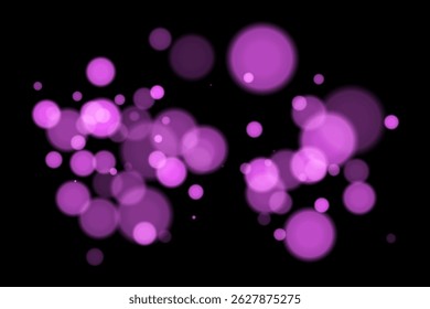 Minimal bokeh lights on black background with glowing circles and soft blur. Clean and elegant vector overlay for digital, abstract, or modern visual design.