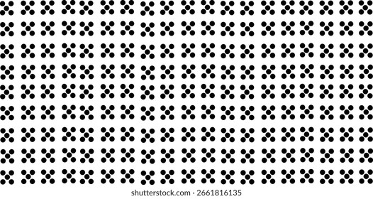 Minimal bold black dots seamless pattern in floral grid arrangement, perfect for modern textile design, packaging, backgrounds, branding, digital art, fashion, stationery, and trendy abstract surface.