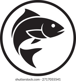 Minimal Bold Fish Silhouette Circle Logo