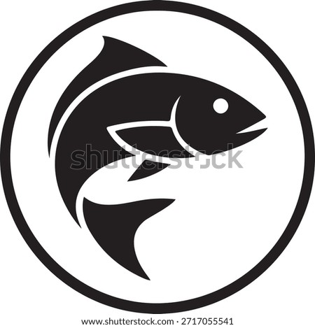 Minimal Bold Fish Silhouette Circle Logo
