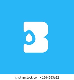 Minimal and Bold letter mark B with drop water logo concept.