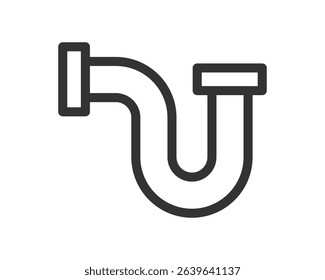 A minimal, bold line art illustration depicting a drainpipe or plumbing system element. Ideal for representing hygiene, repair, or home improvement concepts.