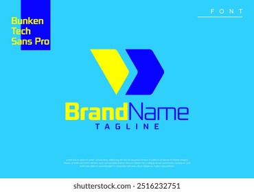 minimal and bold logo based an initial letter D and right arrow symbol