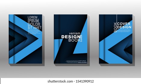 Minimal book cover design with a template with a blue textured shape. Vector illustration