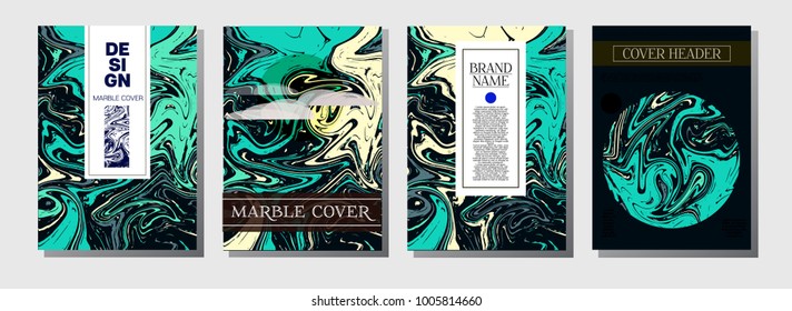 Minimal Book Cover Template. Artistic Invitation, Cool Marble Texture Pattern. Corporate Identity, Fluid Paint Ebru Background. Modern Gift Certicifate Presentation, Magazine Cover Design