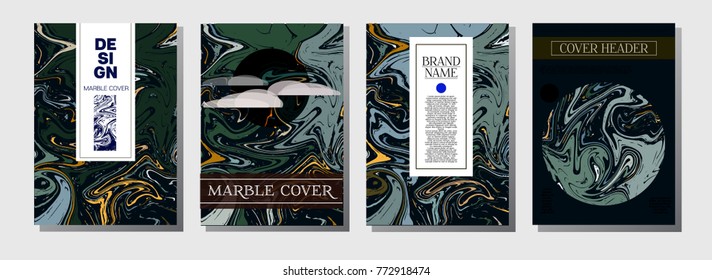 Minimal Book Cover Template. Artistic Invitation, Cool Marble Texture Pattern. Corporate Identity Liquid Paint Colored Pattern. Luxury VIP Gift Certicifate Presentation Magazine Cover Design