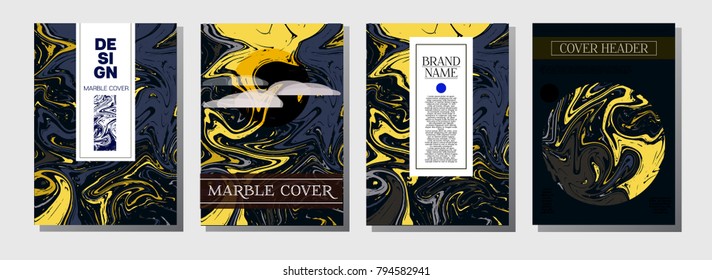 Minimal Book Cover Template. Artistic Invitation, Cool Marble Texture Paper Page. Corporate Identity, Fluid Paint Ebru Background. Simple Design Presentation, Magazine Cover, Futurist Title Page