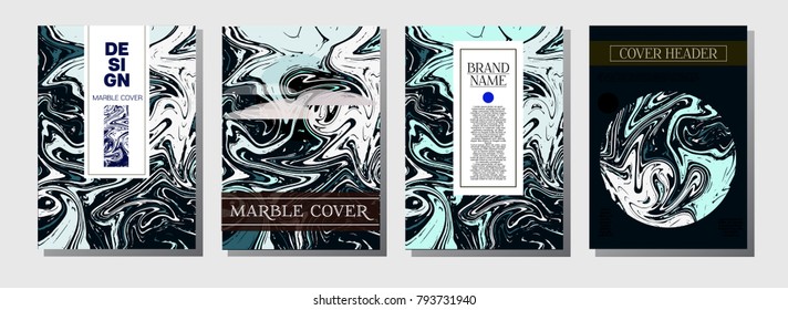 Minimal Book Cover Template. Elegant Invitation, Abstract Marble Texture Pattern. Japanese Liquid Paint Style Corporate Identity. Modern Presentation, Magazine Cover, Title Page Hipster Design.