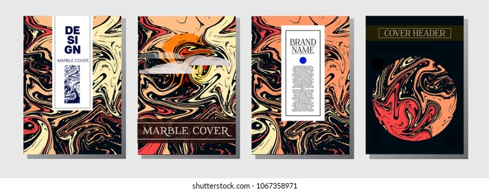 Minimal Book Cover Template. Trendy Invitation, Minimal Marble Texture Background. Japanese Liquid Paint Style Corporate Identity. Luxury VIP Gift Certicifate Presentation Magazine Cover Design