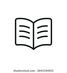 Minimal book icon in line style, perfect for library, education, or digital reading tools.