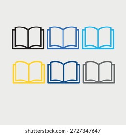 Vector de iconos de línea de libro mínimo.
