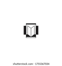 minimal book logo design template symbol