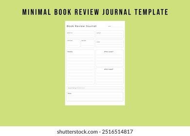 Minimal Book Review Journal Template  | Simple and Organized Reading Log