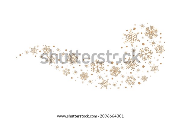 Minimal border of simple
golden snowflakes and stars on a white background. Decorative
vector snow wave