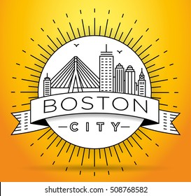 Minimal Boston City Linear Skyline with Typographic Design