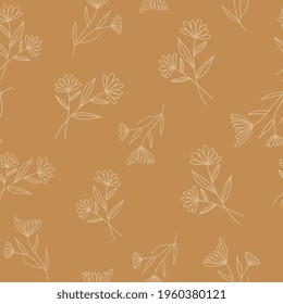 Minimal botanical art seamless pattern.