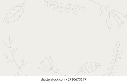 Fondo botánico mínimo con delicadas hojas y ramas de arte de línea