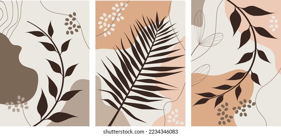 Diseño de dibujo botánico mínimo para el logotipo y la invitación a la boda. Arte de línea floral. Flor y hojas sobre fondo acuarela colección de diseño para decoración de ramos, invitación, diseño de empaque