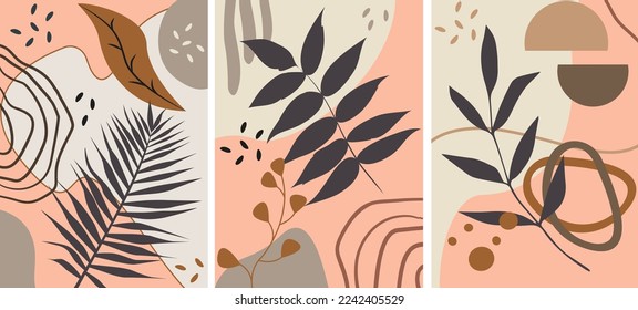 Minimal botanical hand drawing design for logo and wedding invitation. Floral line art. Flower and leaves on watercolour background design collection for bouquets decoration, invite, packaging design