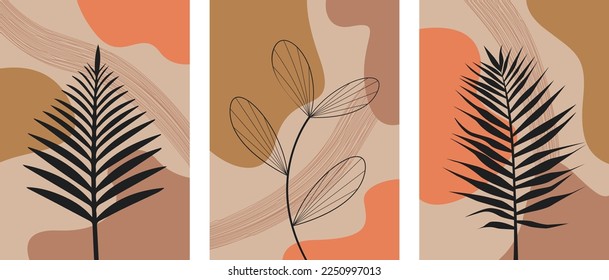 Minimal botanical hand drawing design for logo and wedding invitation. Floral line art. Flower and leaves on watercolour background design collection for bouquets decoration, invite, packaging design