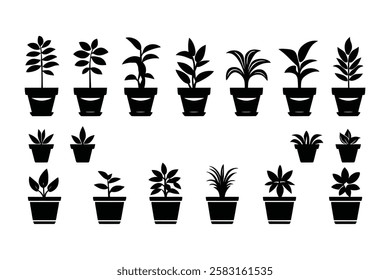 Minimal Botanical Icons – Potted Plants in Stylish Design