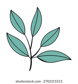 Minimal Botanical Leaf Vector Illustration Simple Green Foliage, Natural Organic Plant Design