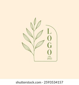 minimal botanical logo with leaves vector
