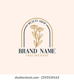 minimal botanical logo with leaves vector