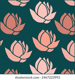 Minimales botanisches Lotusblütenmuster. Botanische Trendy Elemente der Blume, Vektorillustration minimalistisches Design.
