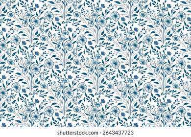esboço botânico mínimo para a disposição floral contínua em embalagens de papel de embrulho têxtil e impressões de tecido decorativo

