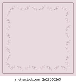 Minimal botanical pastel square card template with leaf decorative border frame on pink background. Elegant empty square space for photo greeting or text Nature-inspired decorative layout Copy space