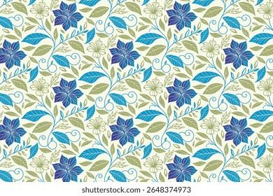 minimal botanical pattern with seamless cotton flower illustrations and soft leaf textures for kitchen wear and fabric printing

