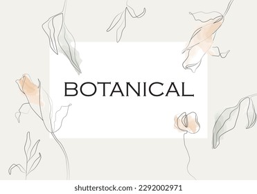 Minimal botanical wedding frame elements on white background. Set of wreath, flowers, leaf branches in hand drawn pattern. Foliage line art design for wedding, card, invitation, greeting, logo.